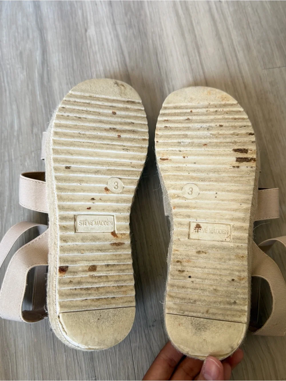 Steve Madden Beige Strappy Espadrille Platform Sandals
